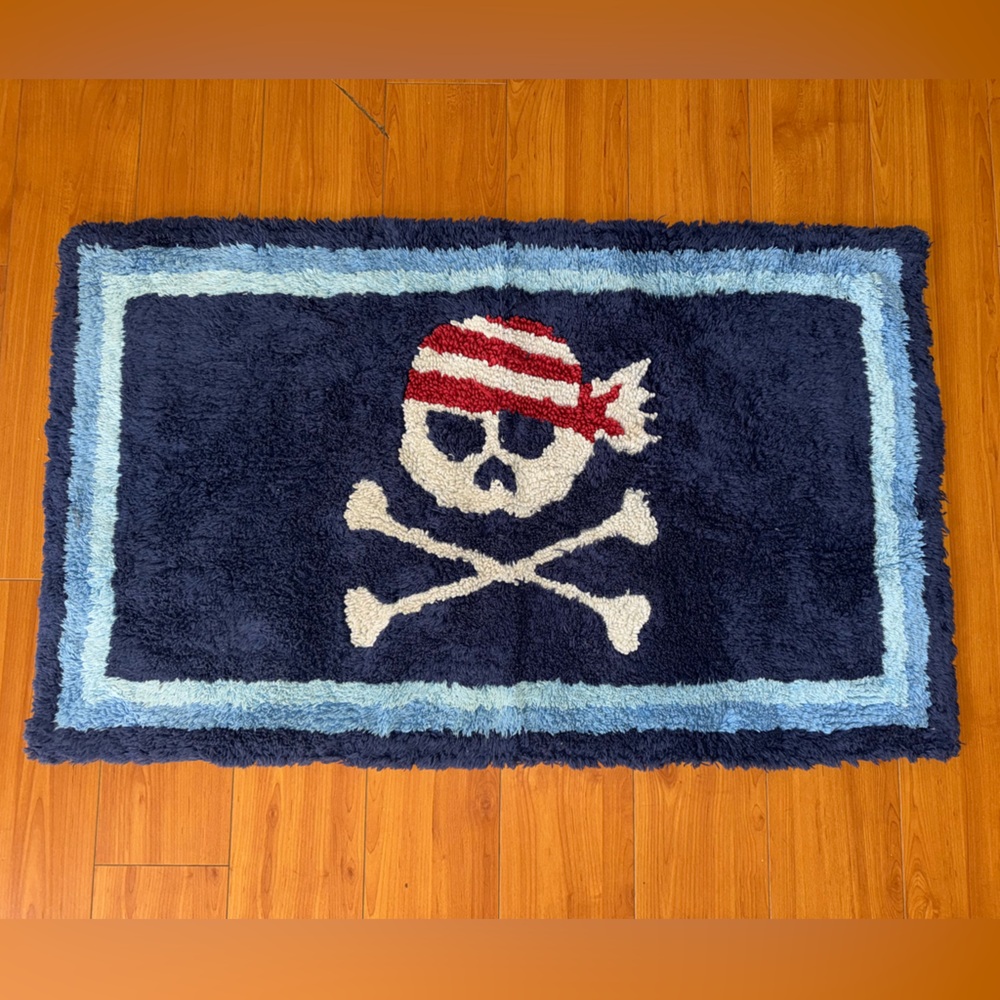 Navy Skull and Crossbones Pirate theme Rug